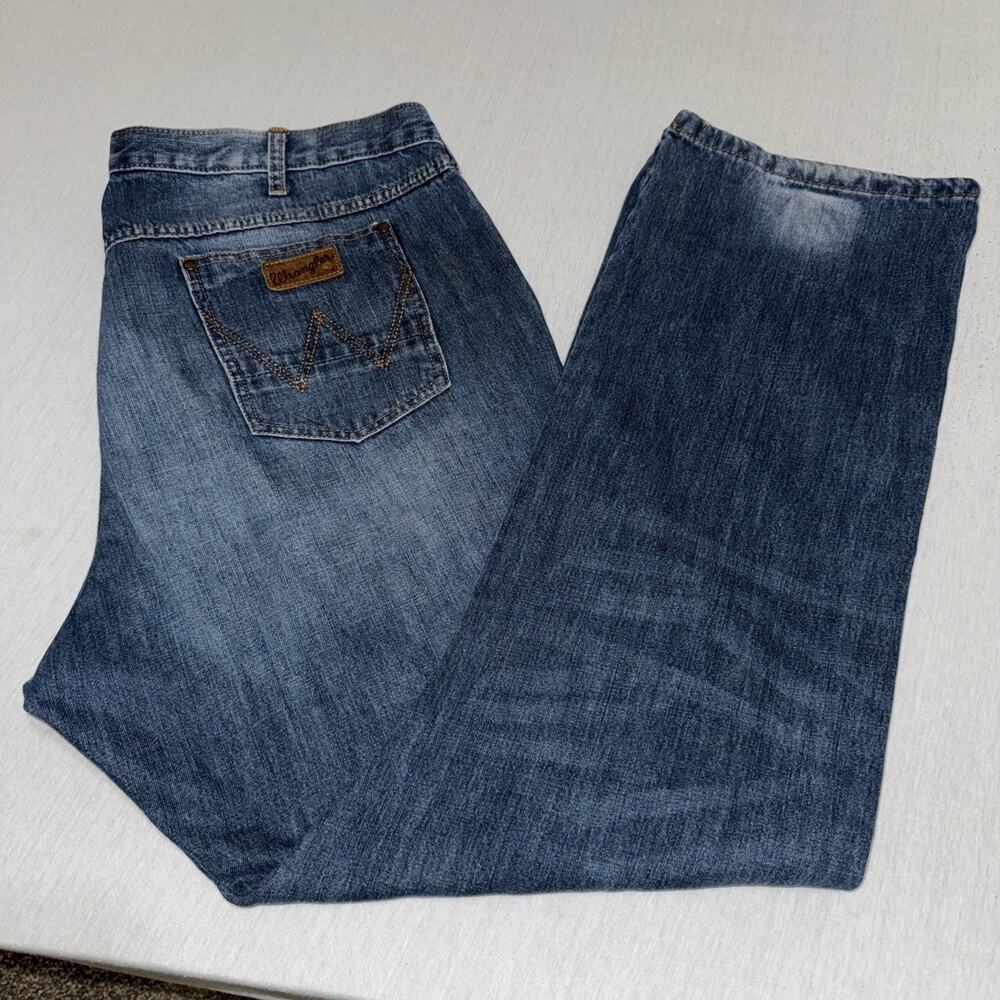 Wrangler Retro Jeans Mens 42x34 Slim Straight Dark Blue 88MWZDK
